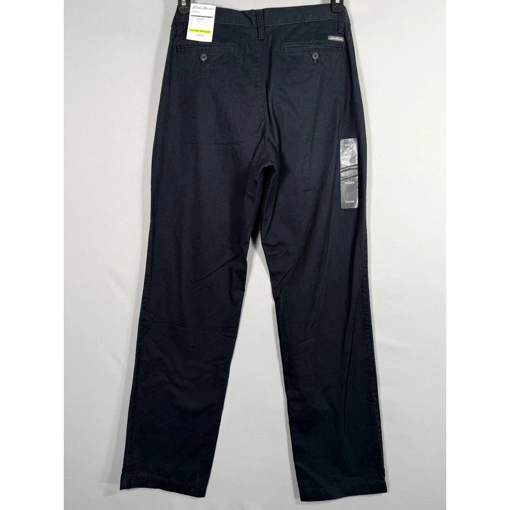 Eddie Bauer Classic Pants NWT Mens 32x34 Navy Blue Straight Leg Soft - Picture 9 of 10